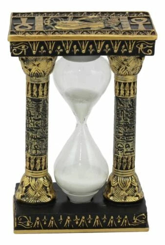 Egyptian Gods Eye Of Horus And Ankh Hieroglyphic Column Sand Timer Statue Decor-4