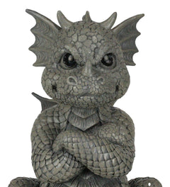Whimsical Angry Faced Sulky Mad Garden Dragon Folding His Arms Decor Figurine-4