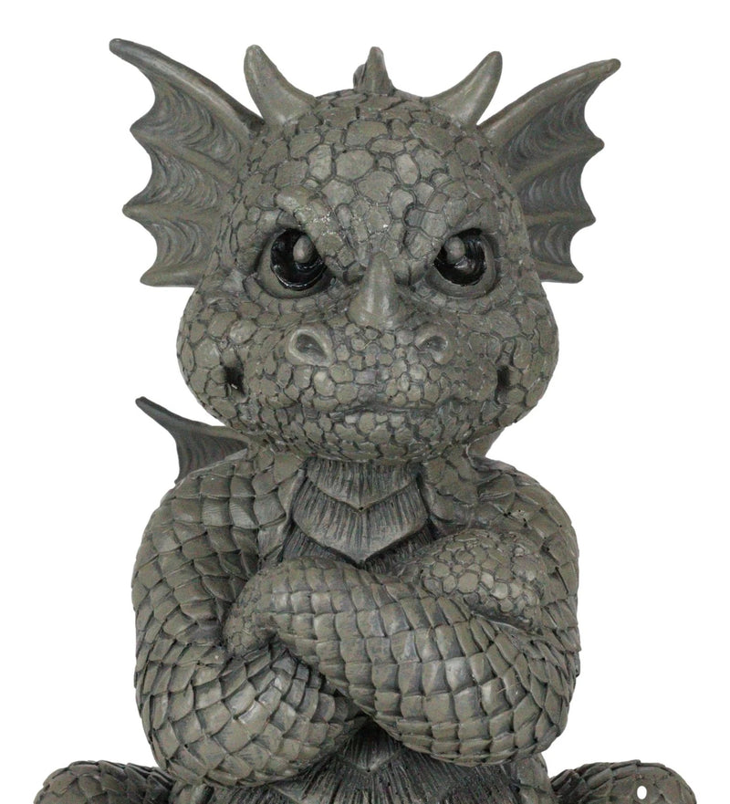 Whimsical Angry Faced Sulky Mad Garden Dragon Folding His Arms Decor Figurine-4