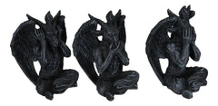 Goat of Mendes See Hear Speak No Evil Devil Baphomet Gargoyle Set of 3 Figurines-4