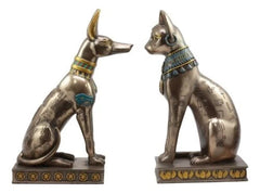 Egyptian Statue Set, Bastet & Anubis Sitting Figurines 2-Piece for Home Decor, Desk, Shelf, Mantle, Office, Ancient Egyptian Gods Sculpture, Collectible Gift-4