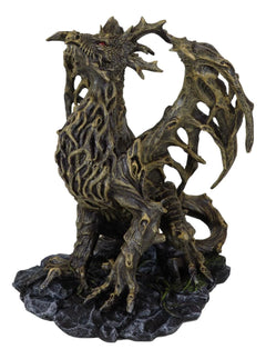 Forest Tree Ent Greenman Dendritic Dragon with Red Blood Moon Eyes Figurine-5