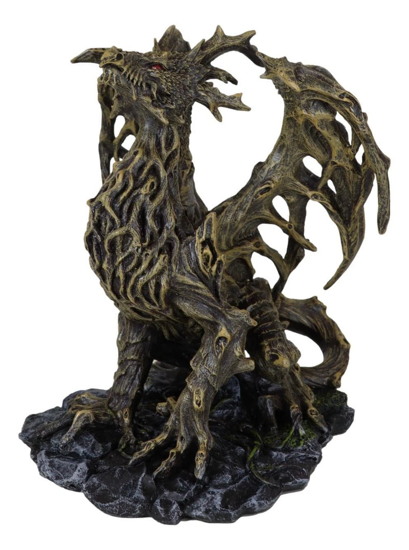 Forest Tree Ent Greenman Dendritic Dragon with Red Blood Moon Eyes Figurine-5