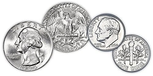 Monedas de plata estadounidenses mixtas anteriores a 1965: valor nominal de $1.00-1