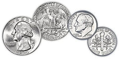 Monedas de plata estadounidenses mixtas anteriores a 1965: valor nominal de $1.00-1