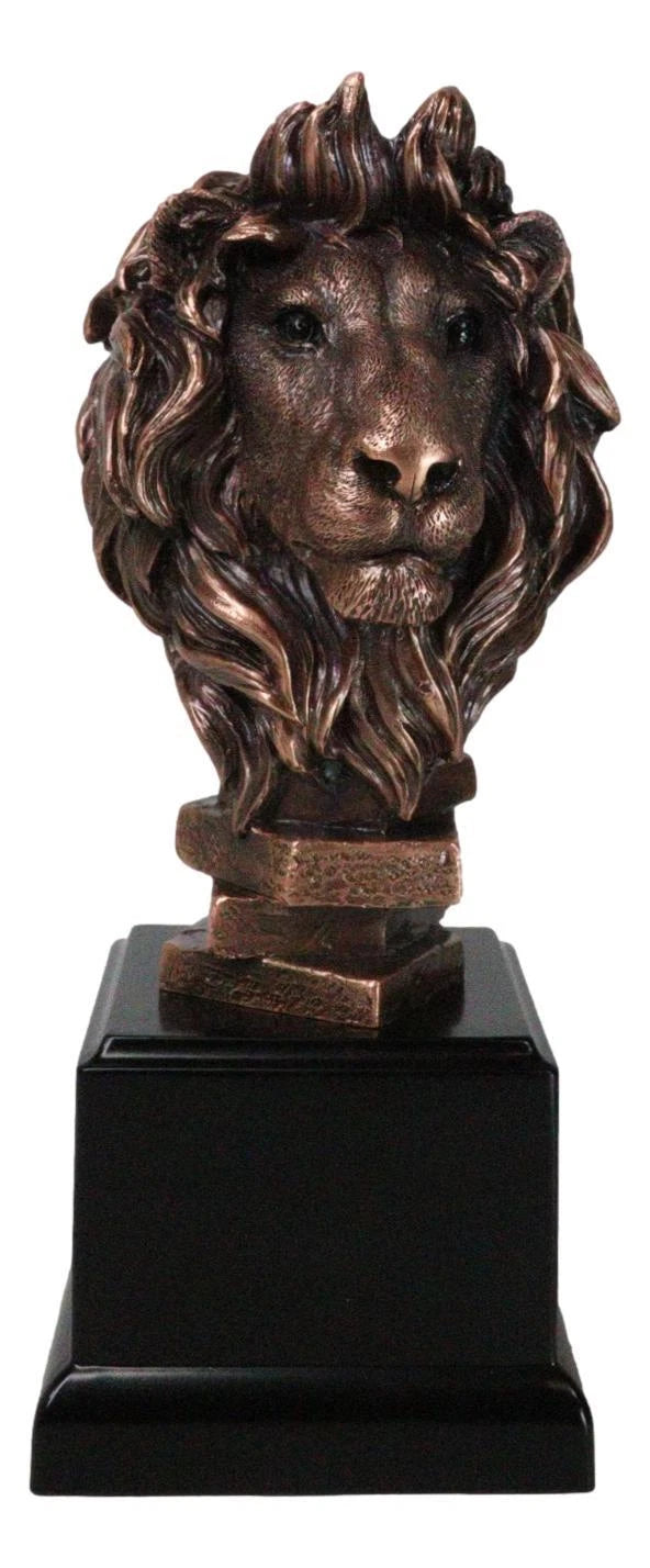 King Of The Jungle African Lion Pride Bust Bronze Electroplated Figurine Statue-6