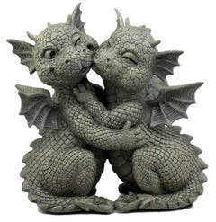 Fiery Romance Hatchling Dragon Lovers Garden Statue Faux Stone Resin Finish 10"H-3