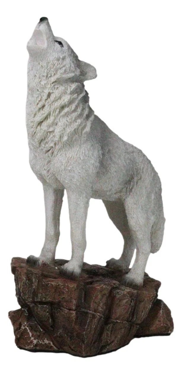 Woodlands Wildlife Mystical Alpha Gray Wolf Howling to The Moon Figurine Decor-4