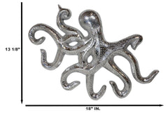 18"L Nickel Plated Aluminum Nautical Marine Sea Octopus Wall Decorative Plaque-3
