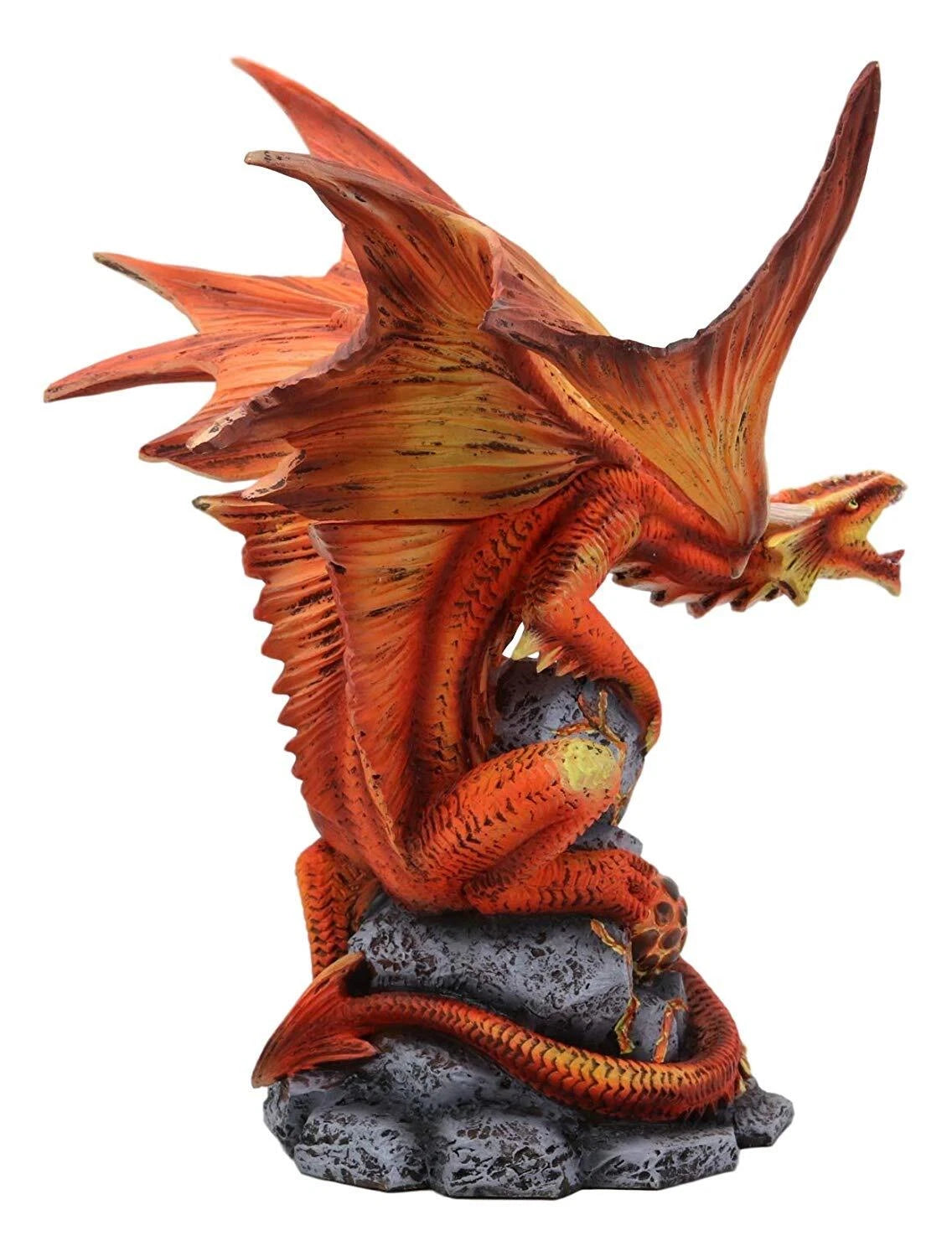 Roaring Red Phoenix Fire Dragon Guarding Egg Hatchling Statue 10"H Anne Stokes-8
