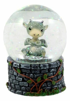Small Collectible Whimsical Sulky Baby Dragon Water Globe Figurine With Glitters-4