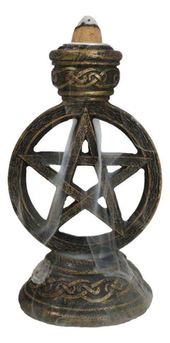 Celtic Witchcraft Wicca Sacred Pentagram Circle Backflow Incense Burner Figurine-3