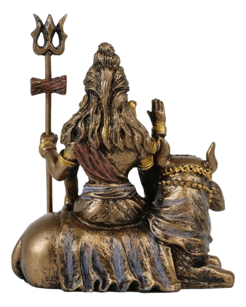 Vastu Hindu God Lord Shiva Mahadeva Sitting On Nandi Bull Miniature Statue-8