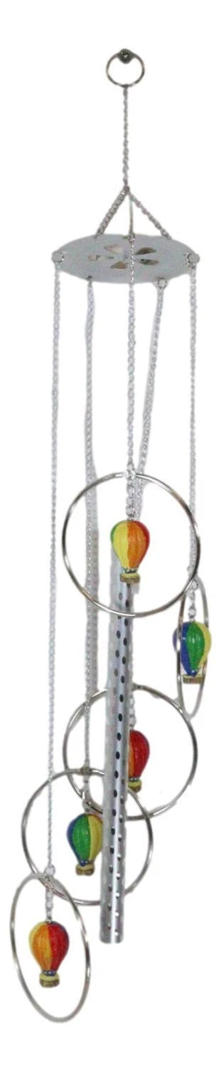 Colorful Hot Air Balloons Aircraft With Wicker Baskets Wind Chime Figurine-3
