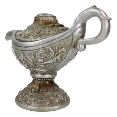 Floral Ornate Aladdin Genie Magical Lamp Backflow Incense Cone Burner Figurine-3