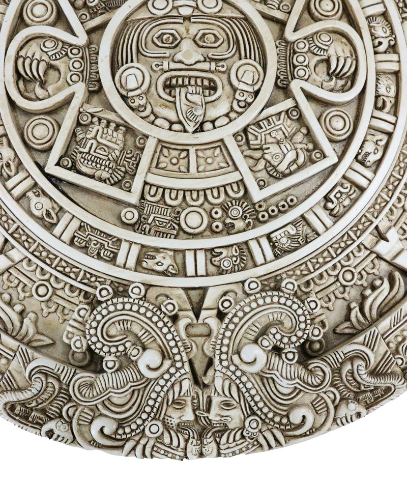 Aztec Maya Solar Sun Xiuhpohualli & Tonalpohualli Wall Calendar Plaque Figurine-4