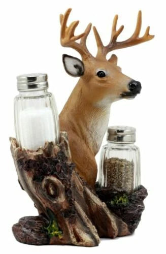 Salero y pimentero con busto de ciervo salvaje de Rustic Woodlands-4