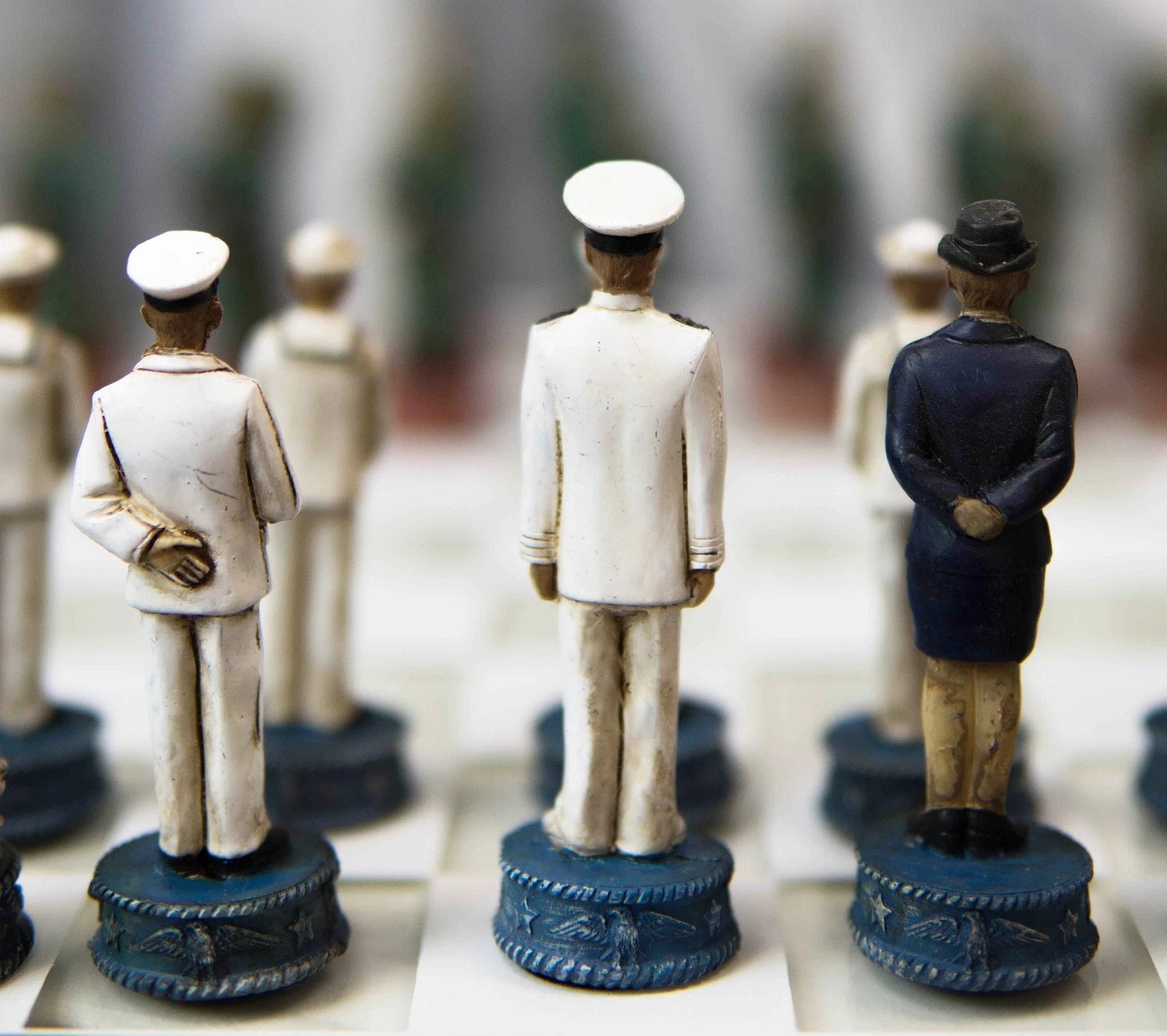USA Soldier Theme Army vs Navy Chess Set Hand Painted with Glass Board 17 Inch-5
