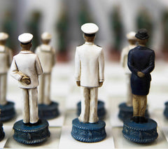 USA Soldier Theme Army vs Navy Chess Set Hand Painted with Glass Board 17 Inch-5