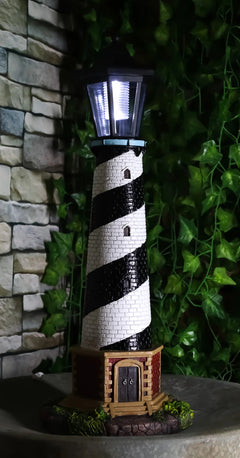 Nautical Cape Hatteras Lighthouse Statue 20.5" Tall with Solar Lantern LED-6