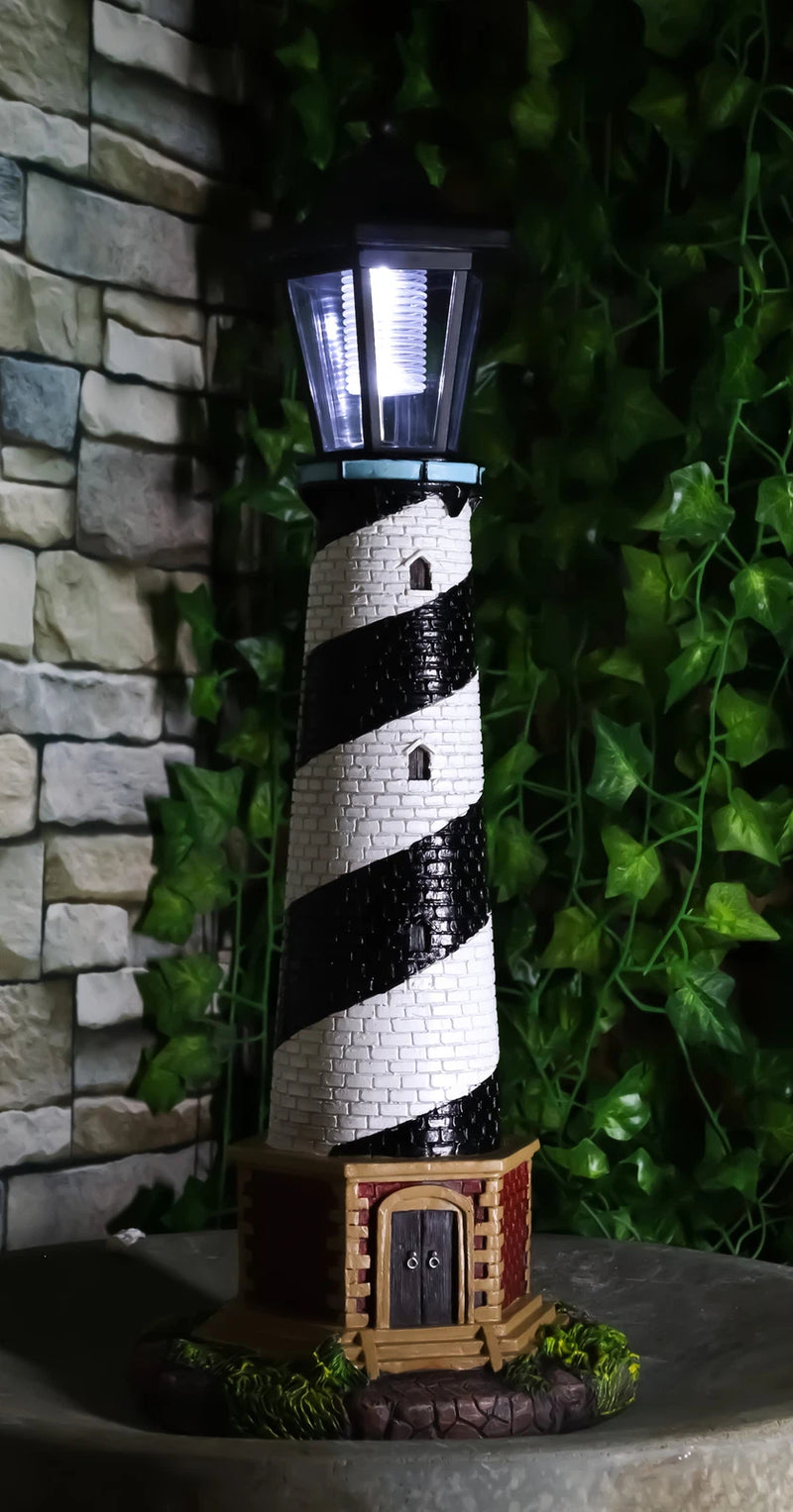 Nautical Cape Hatteras Lighthouse Statue 20.5" Tall with Solar Lantern LED-6