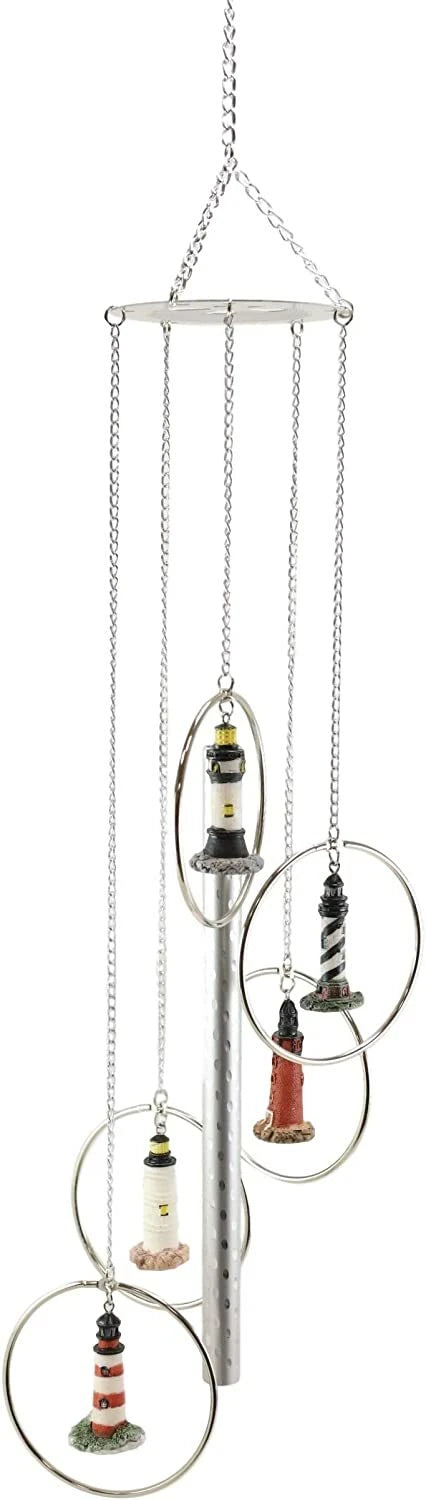 Five Ring World Famous Light Houses Decor Resonant Relaxing Wind Chime Patio-8