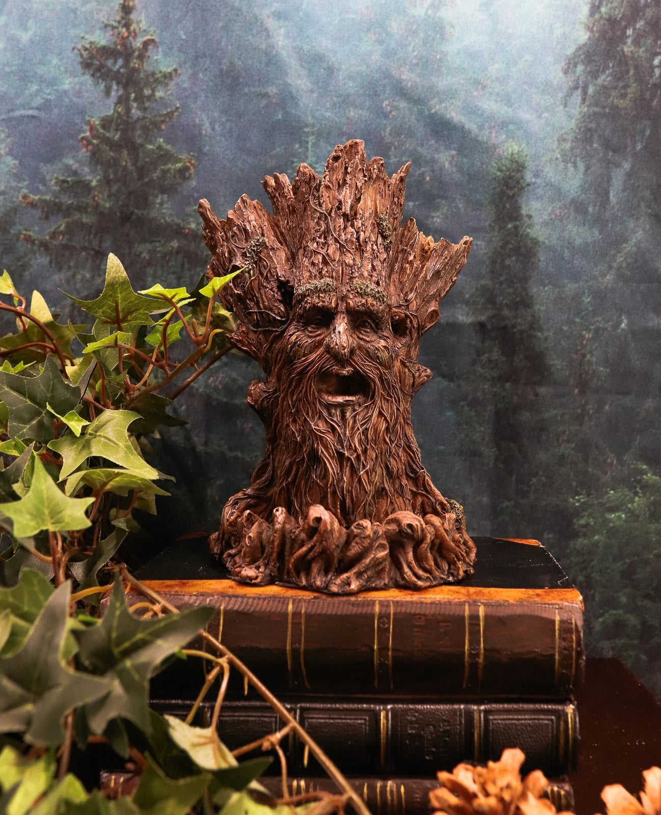 Whispering Forest Celtic Greenman Backflow Incense Cone Burner Figurine-7