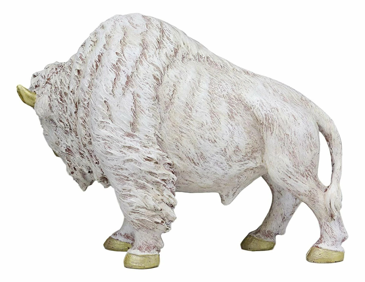 Figura decorativa de resina de búfalo blanco sagrado nativo americano, 22 cm de largo