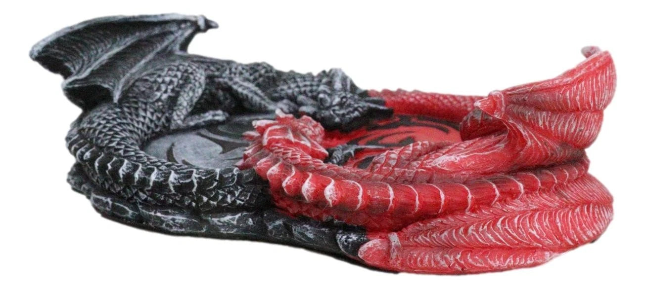 Auspicious Infinity Red And Black Unity Dragons Decorative Incense Burner Holder-4