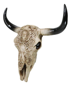 Southwestern Tribal Buffalo Skull Tribal Indian Chief Scrollwork Wall Decor-4