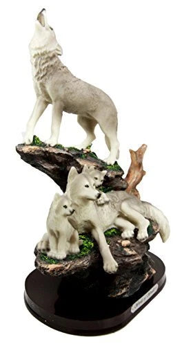 Moon Howling Timberwolves Wolf Pack Family Decorative Figurine 8.5"H-4