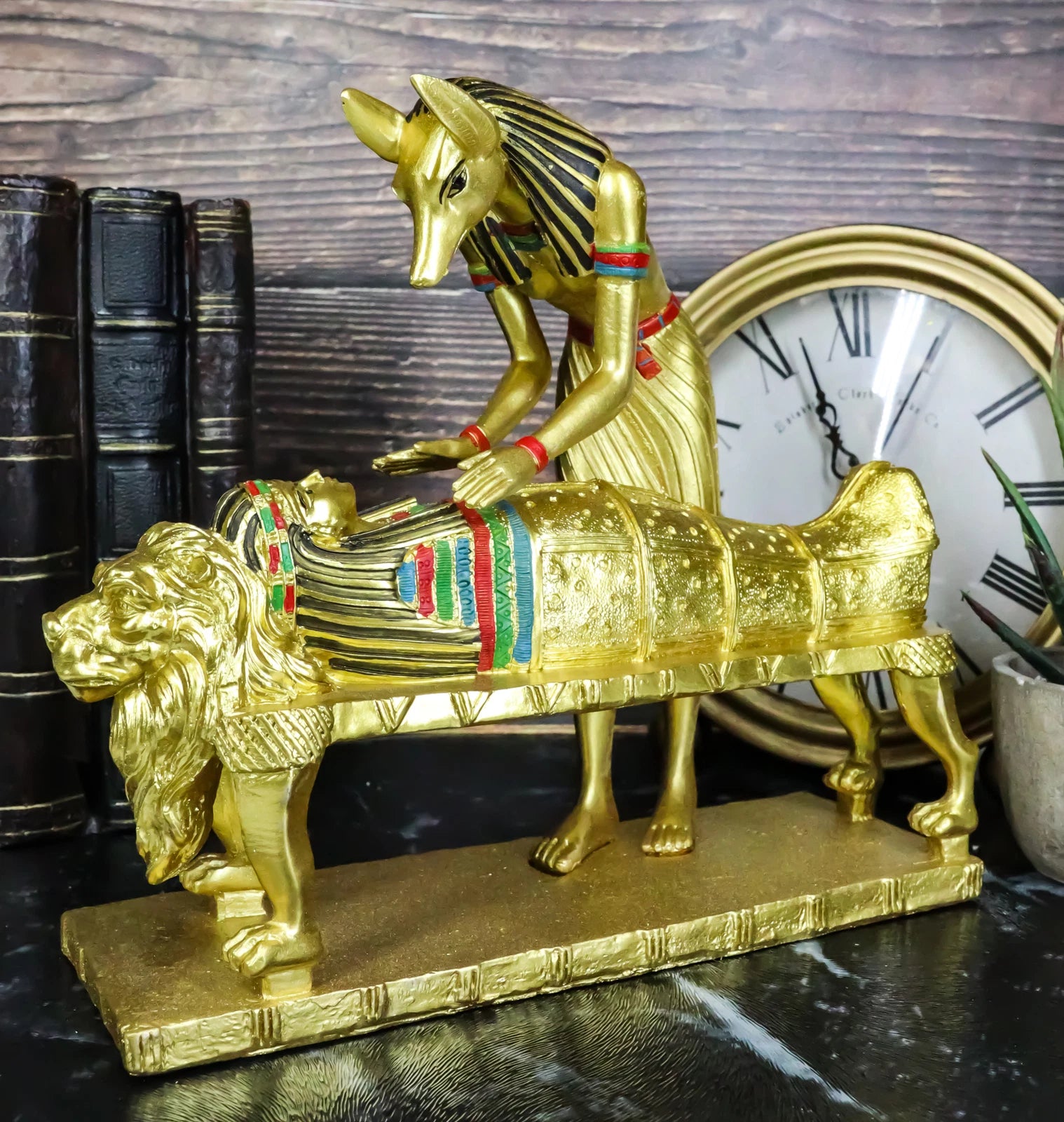 Ancient Egyptian God Of The Dead Golden Anubis Embalming Pharaoh Mummy Statue-7