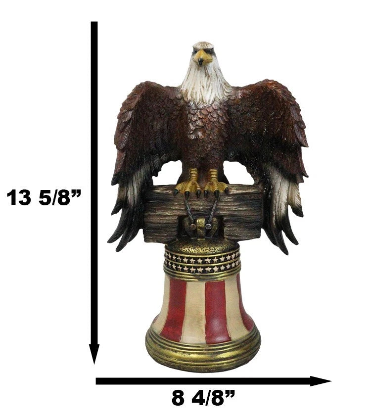 Independence Day American Glorious Bald Eagle Perching On Liberty Bell Figurine-5