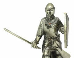 Medieval Holy Roman Empire Crusader Knight In Battle Statue Suit Of Armor Decor-3