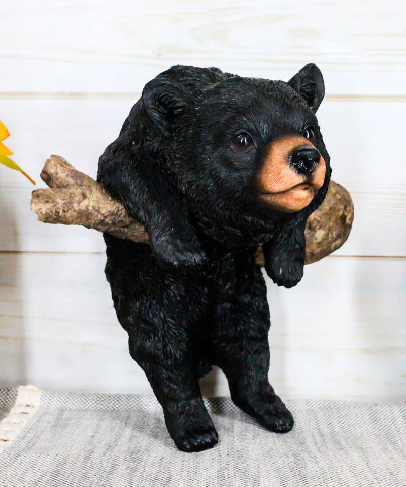 Rustic Western Forest Black Bear Cub Frolic Dangling On Tree Branch Wall Decor-1