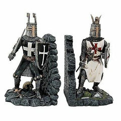 Black And White Medieval Crusader Knight Bookends Statue 7.5"H Set Suit Of Armor-3