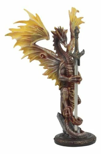 Flame Blade Ruth Thompson Dragon Statue With Dragon Letter Opener Blade 11.75"H-1