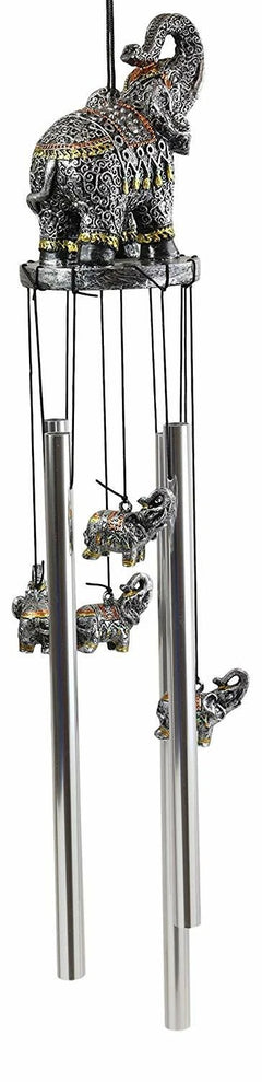 Feng Shui Thai Buddha Elephant In Filigree Art Figurine Crown Garden Wind Chime-5