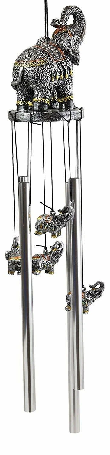Feng Shui Thai Buddha Elephant In Filigree Art Figurine Crown Garden Wind Chime-5