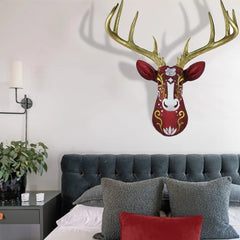Deer Head Faux Taxidermy Wall Sculpture Rustic Cabin Wall Home Decor 19.5"-4