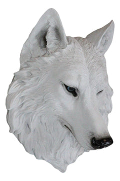 Large Ghost Albino Snow White Wolf Head Wall Decor Plaque 16"H Direwolf Figure-8