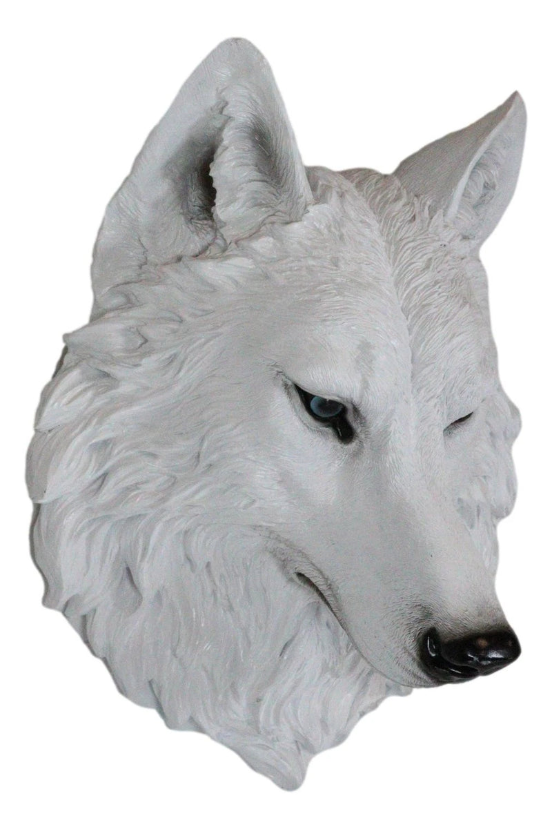 Large Ghost Albino Snow White Wolf Head Wall Decor Plaque 16"H Direwolf Figure-8