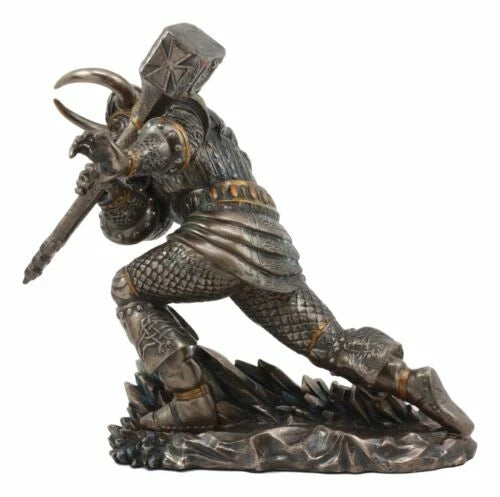 Asgard God Of Thunder Thor Wielding Mjolnir Hammer Figurine Charging Thor Statue-4