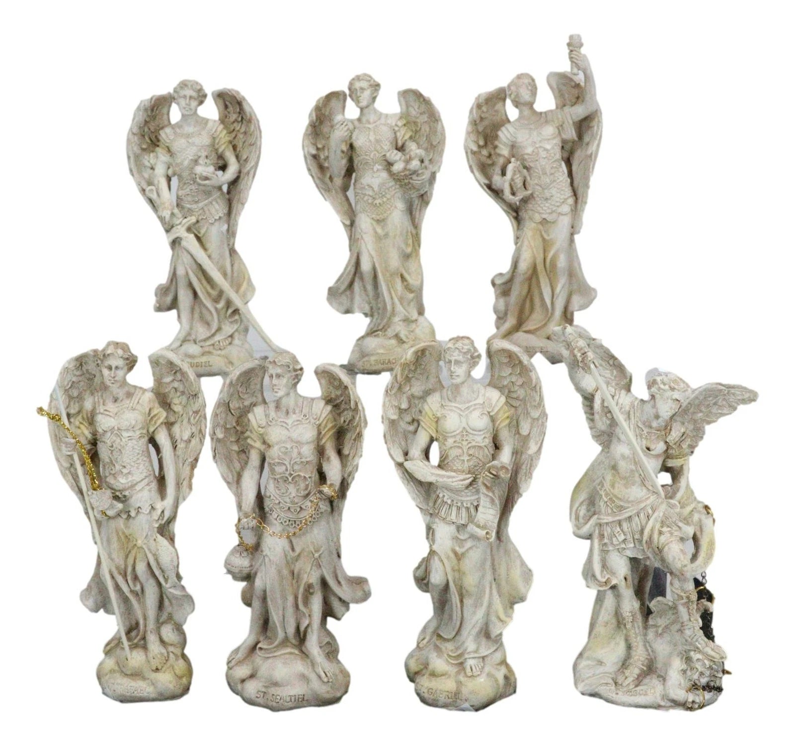 Conjunto de figuras del Arcángel Miguel, Gabriel, Rafael, Sealtiel, Barachiel, Uriel, Jegudiel-2