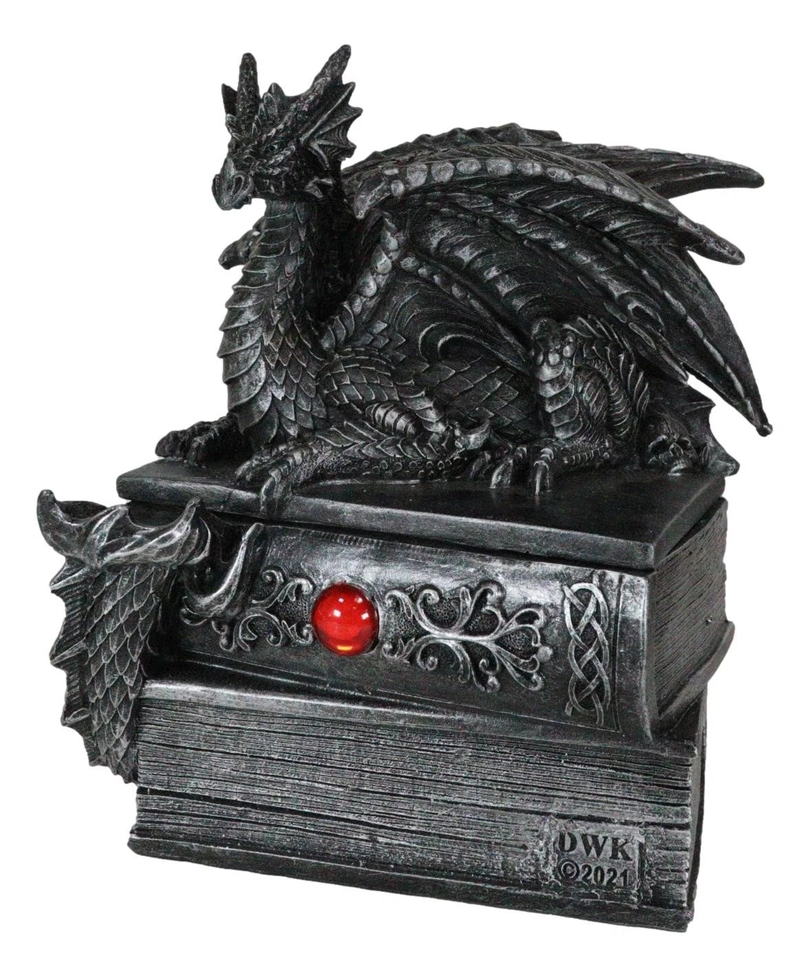 Medieval Fantasy Dragon Guardian of Knowledge Secret Trinket Box Figurine 8.25"H-6