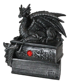 Medieval Fantasy Dragon Guardian of Knowledge Secret Trinket Box Figurine 8.25"H-6