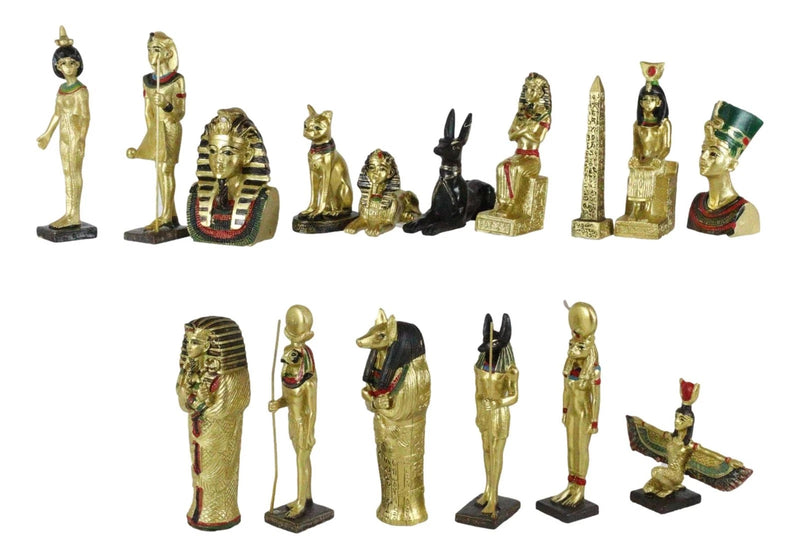 Miniature Egyptian Obelisk Gods Goddesses Pharaoh And Royalty Figurine Set of 16-3