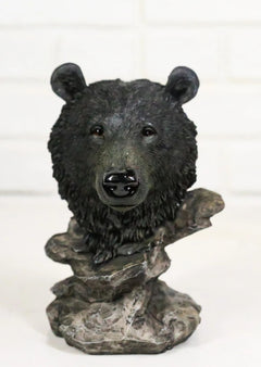 Busto de oso negro de bosque rústico occidental con soporte de estepas rocosas-2