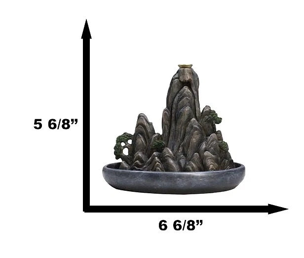 Eastern Feng Shui Tranquil Zen Rocky Mountain Range Backflow Cone Incense Holder-4
