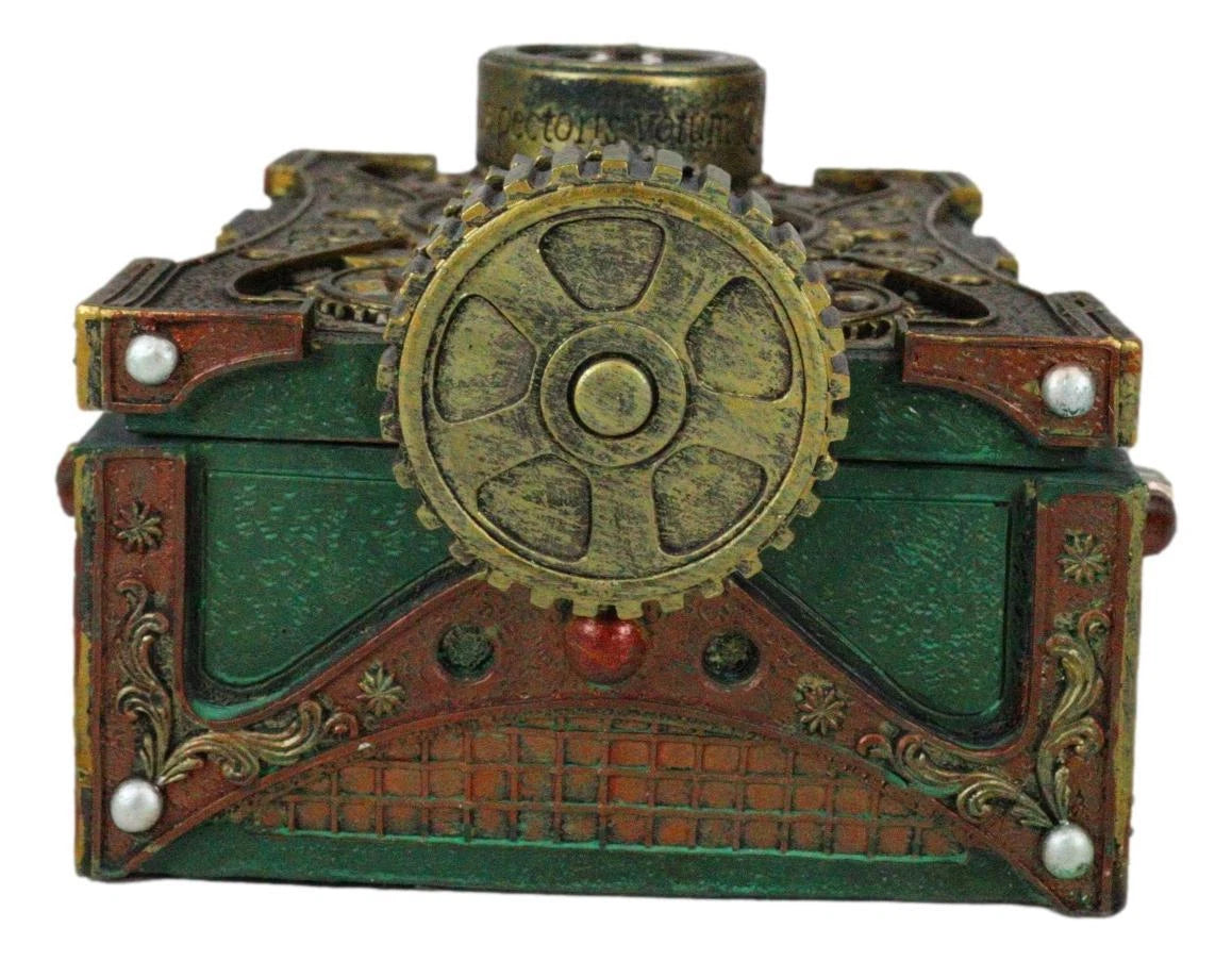 Steampunk Mechanical Gears Design Secret Jewelry Box With Navigational Compass-1
